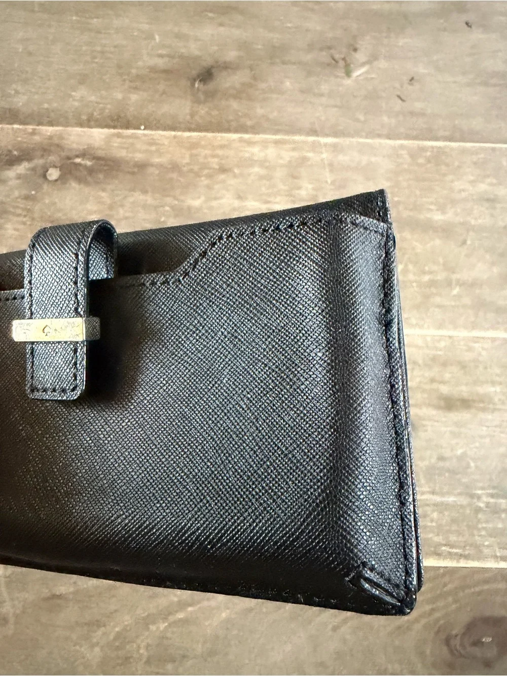 Kate Spade Black Saffiano Card Holder Wallet with Gold Logo